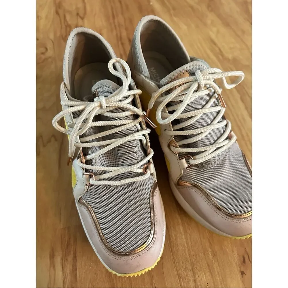 MICHAEL KORS Liv Trainer Sneakers Small Air Mesh Aluminum Women's Shoes size 7